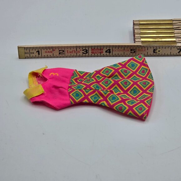 Vintage 1990s Barbie Doll Dress Pink & Geometric Pattern - Picture 4 of 6